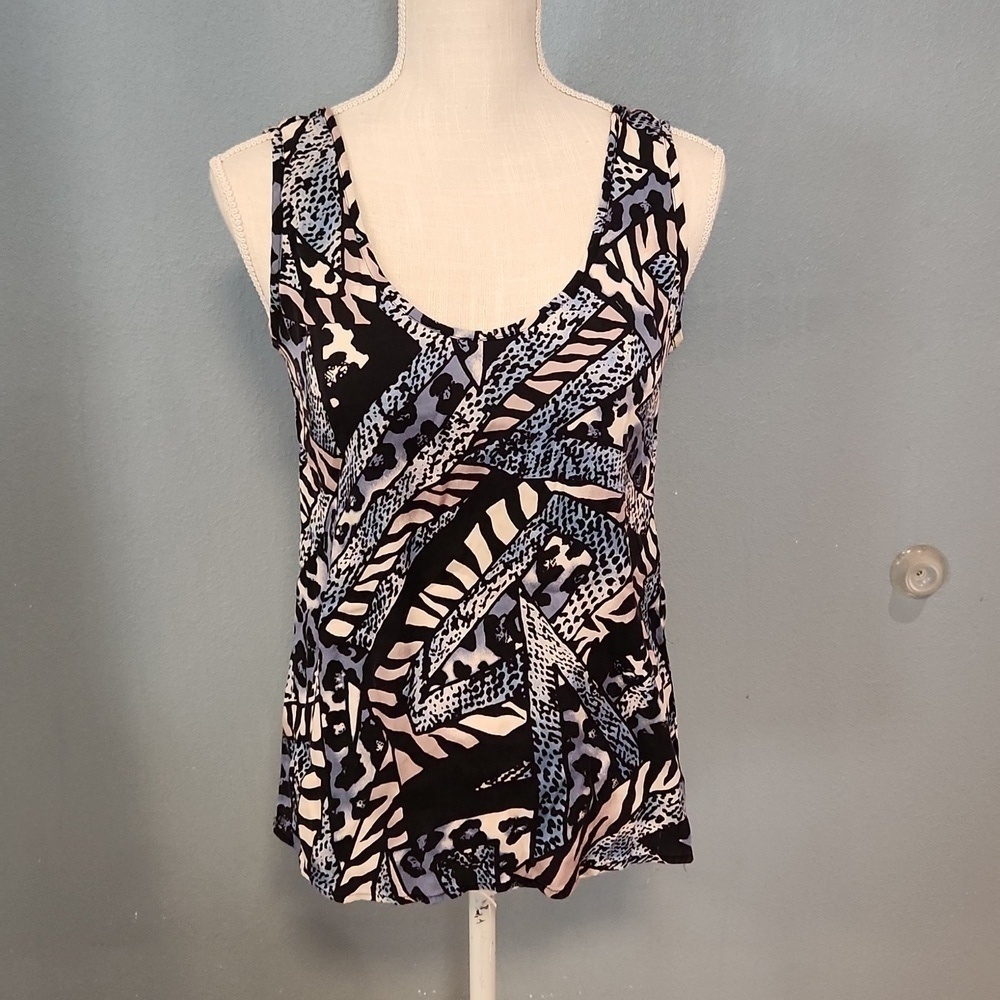 Tucker animal print Abstract Art silk low back tank top